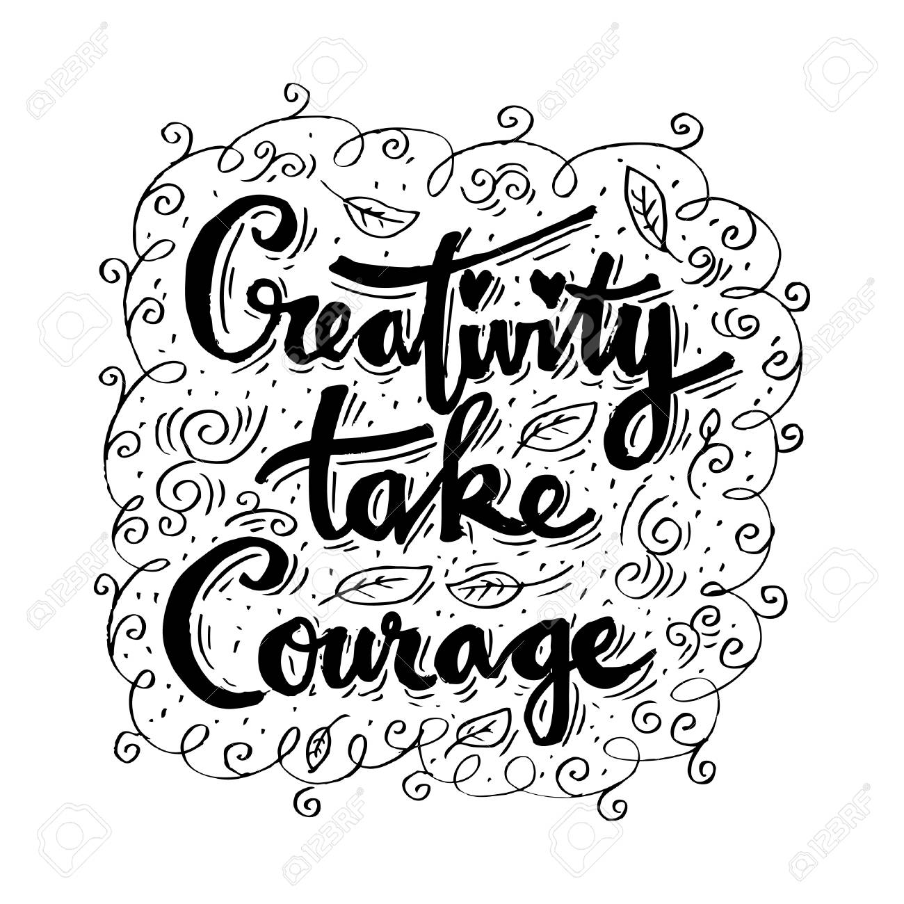 La Creativite Prend Du Courage Citation Inspirante Clip Art Libres De Droits Vecteurs Et Illustration Image