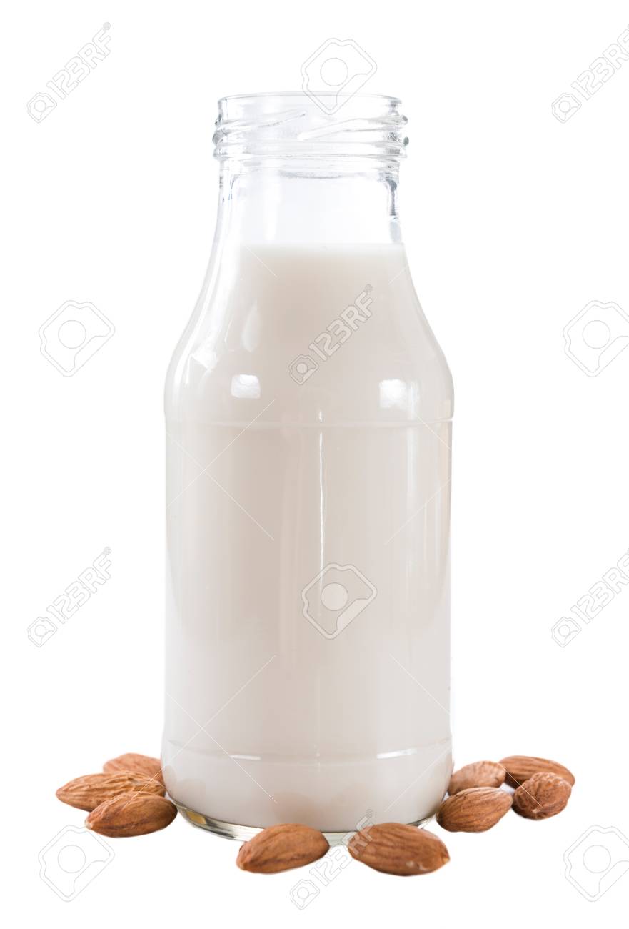 Almond Milk (selective focus) isolated on white background - 50281030 Almond Milk (selective focus) isolated on white background - 50281030