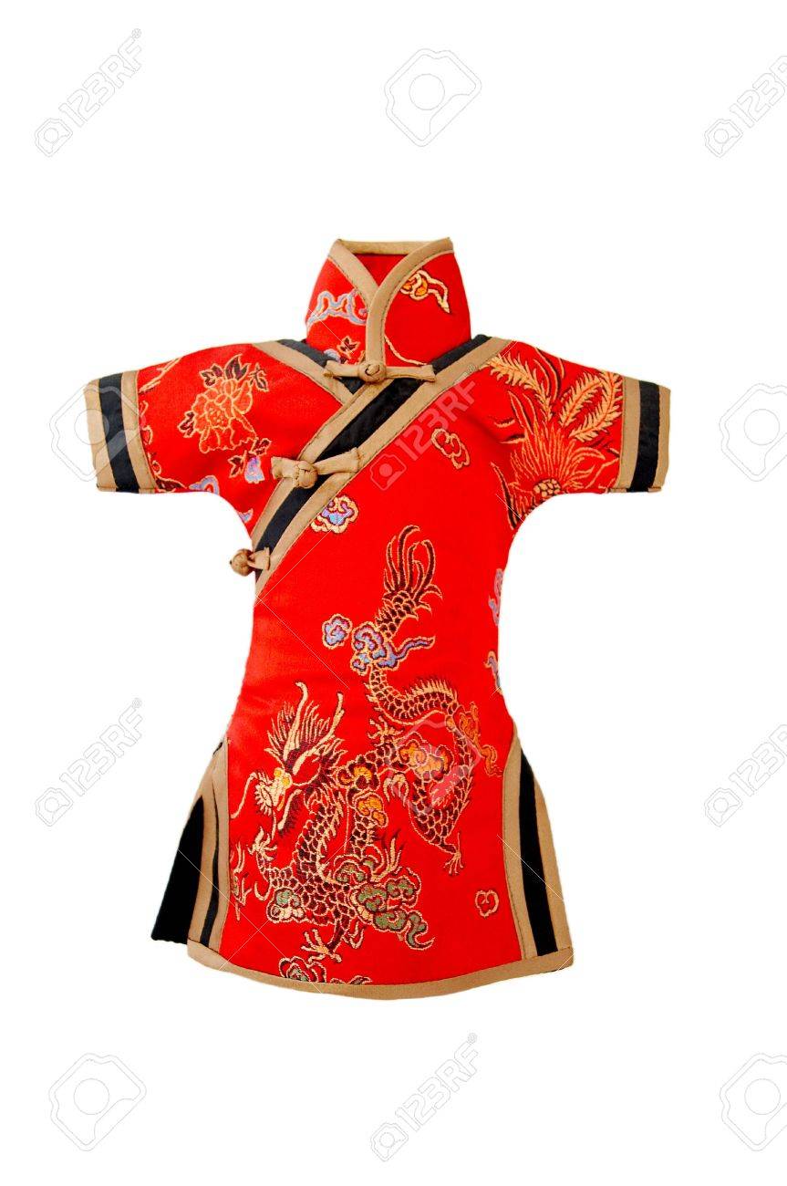 traditional chinese clothes isolated on white background stock