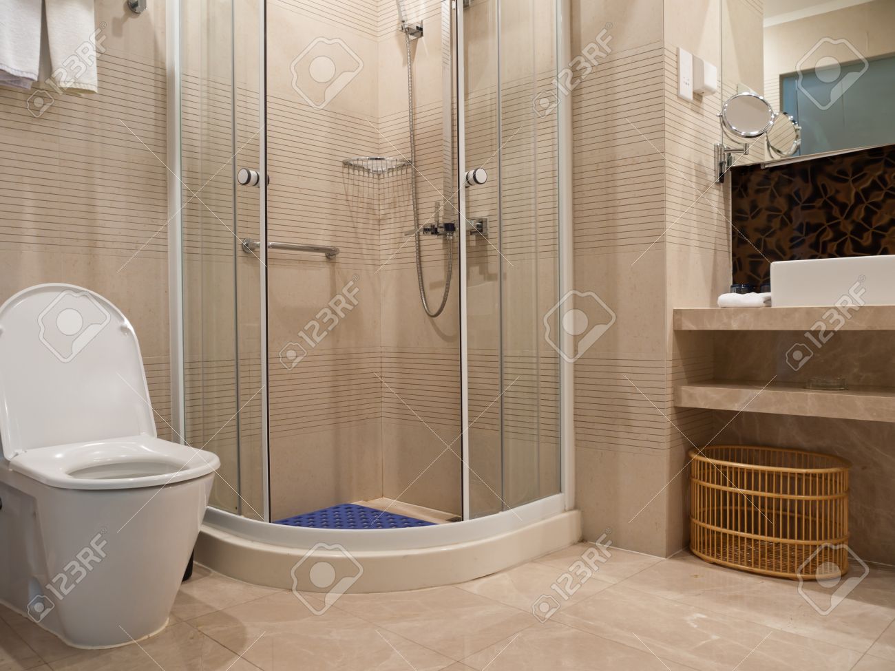 bathroom detail with toilet, basin, mirror and shower room,youngor bathroom detail with toilet, basin, mirror and shower room,youngor