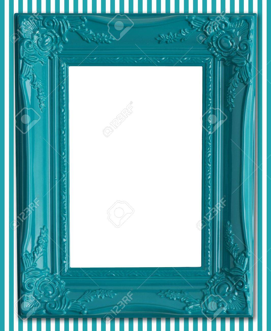 Contemporary Blue Picture Frame On A Striped Wallpaper Background - Contemporary Blue Picture Frame On A Striped Wallpaper Background Stockphoto contemporary blue picture frame on a striped wallpaper background - contemporary blue picture frame on a striped wallpaper background stockphoto