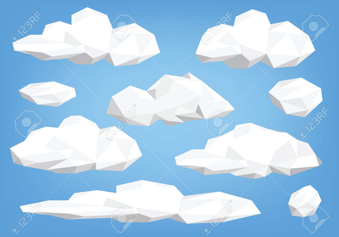 コレクションをクラウド クラウド セット低ポリ ポリゴン のイラスト素材 ベクタ Image