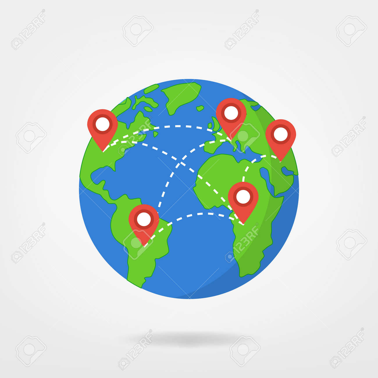 pin points on world map travel concept illustration location