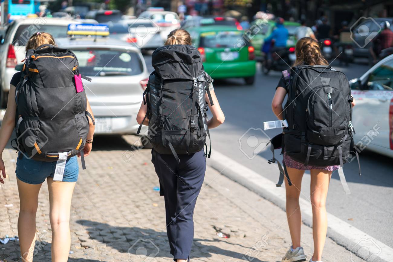 walking with a heavy backpack