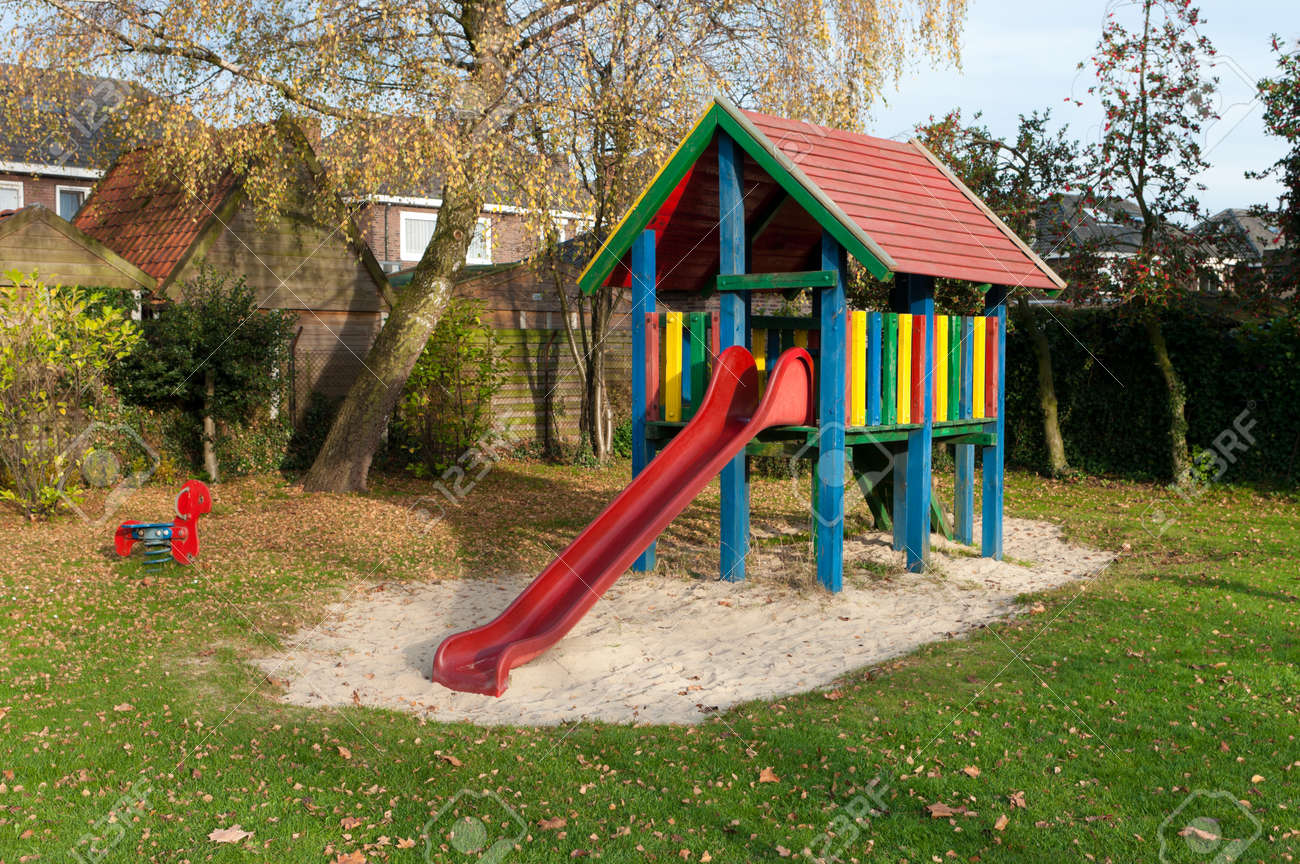 children's garden house with slide