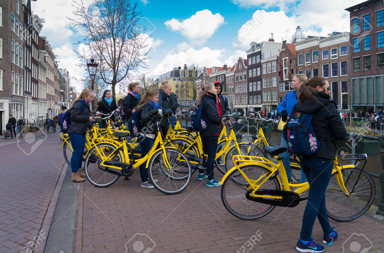yellow rental bikes