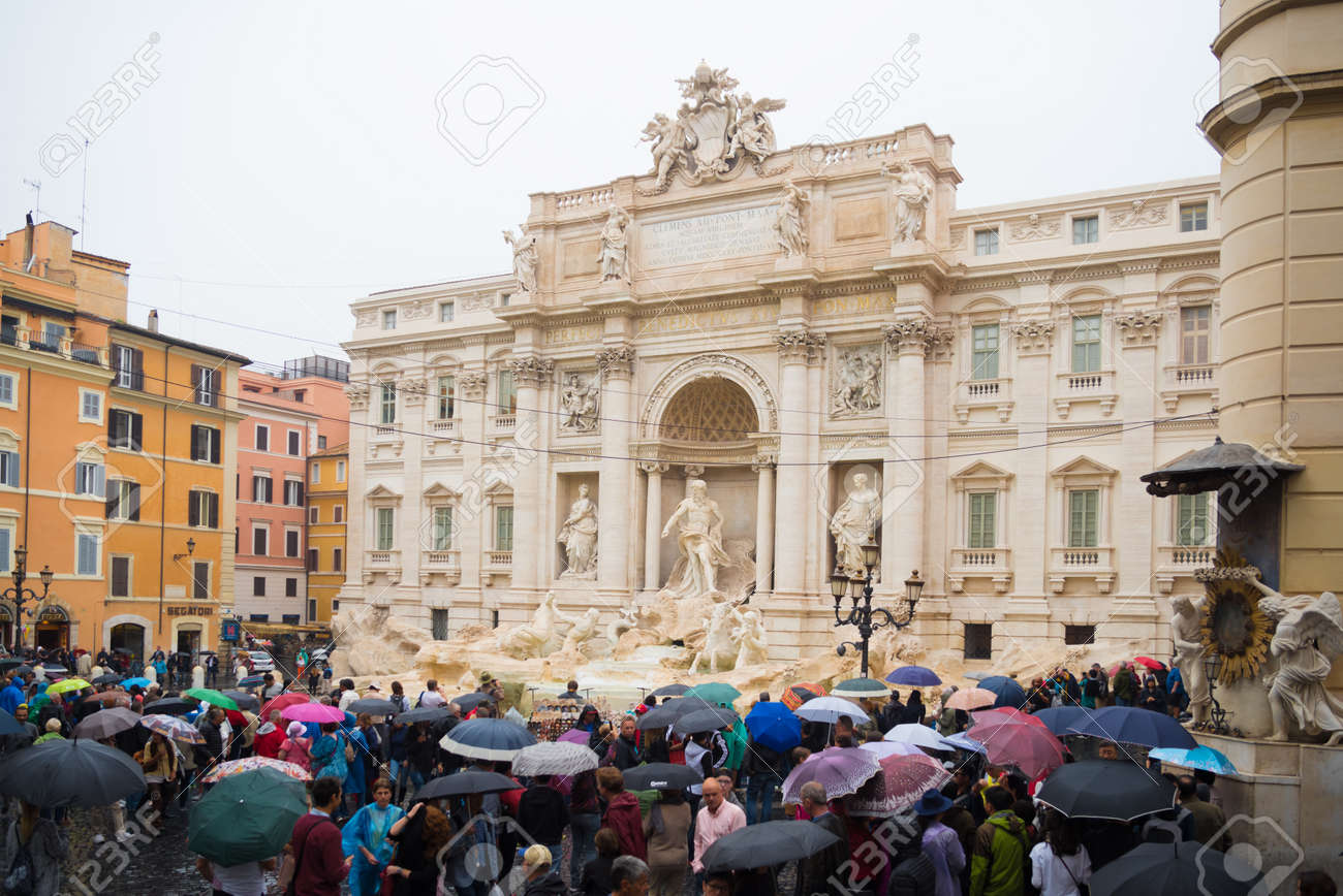 Rome Italy October 18 2016 Famous Trevi Fountain On A Rainy Stock Photo Picture And Royalty Free Image Image 83642333 Pantheon, piazza della rotonda, rome, italy, +39 06 6830 0230. https www 123rf com photo 83642333 rome italy october 18 2016 famous trevi fountain on a rainy day surrounded by lots of tourists with html