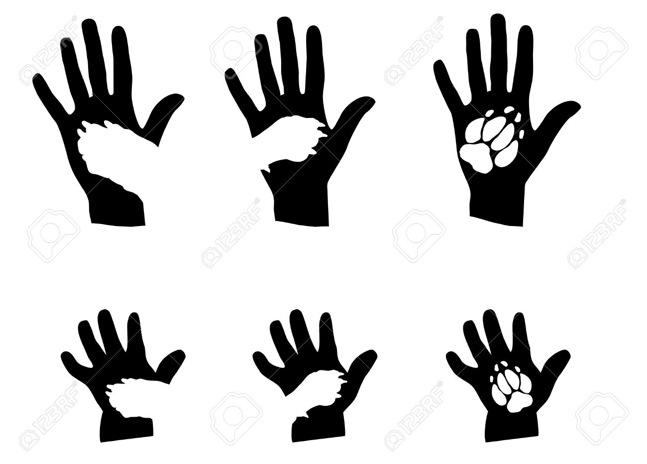 Лапа собаки и рука человека рисунок