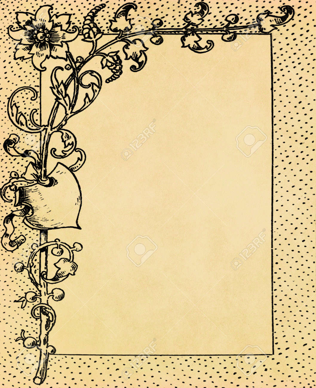 vintage flower frame on old grunge paper stock photo picture and vintage flower paper