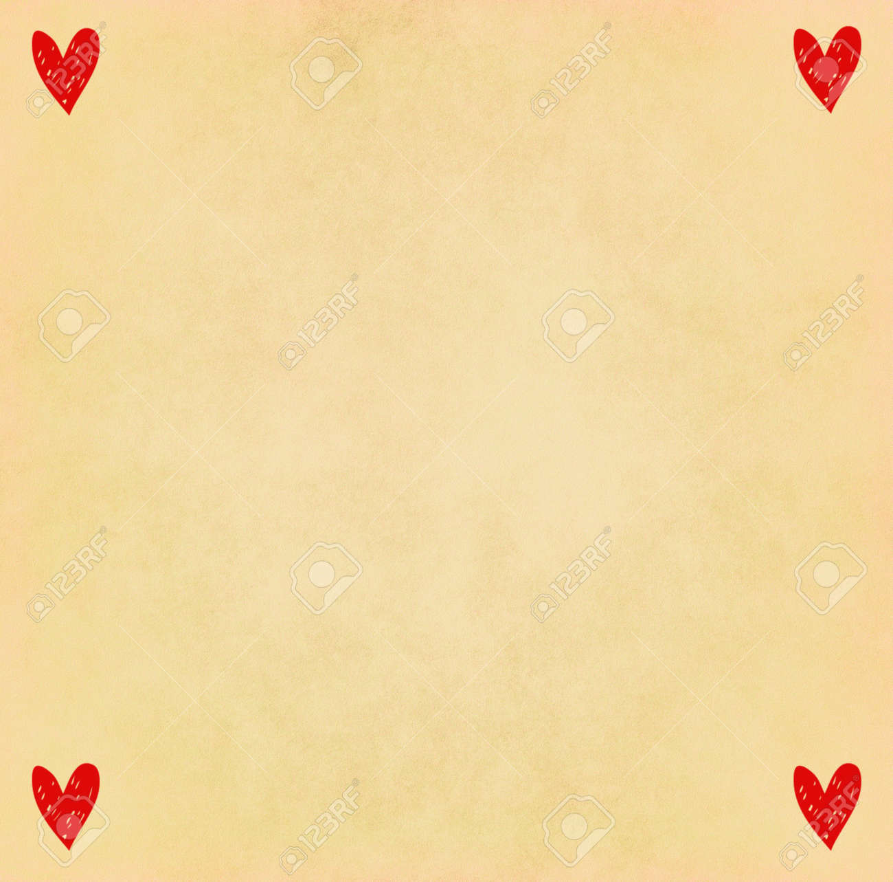 古い紙などに手書きハート の写真素材 画像素材 Image