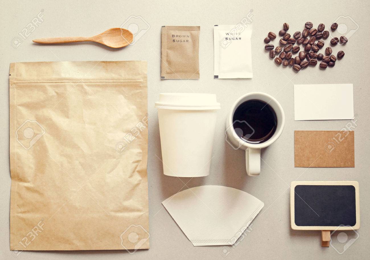 coffee identity branding mockup set with retro filter effect stock coffee mockup
