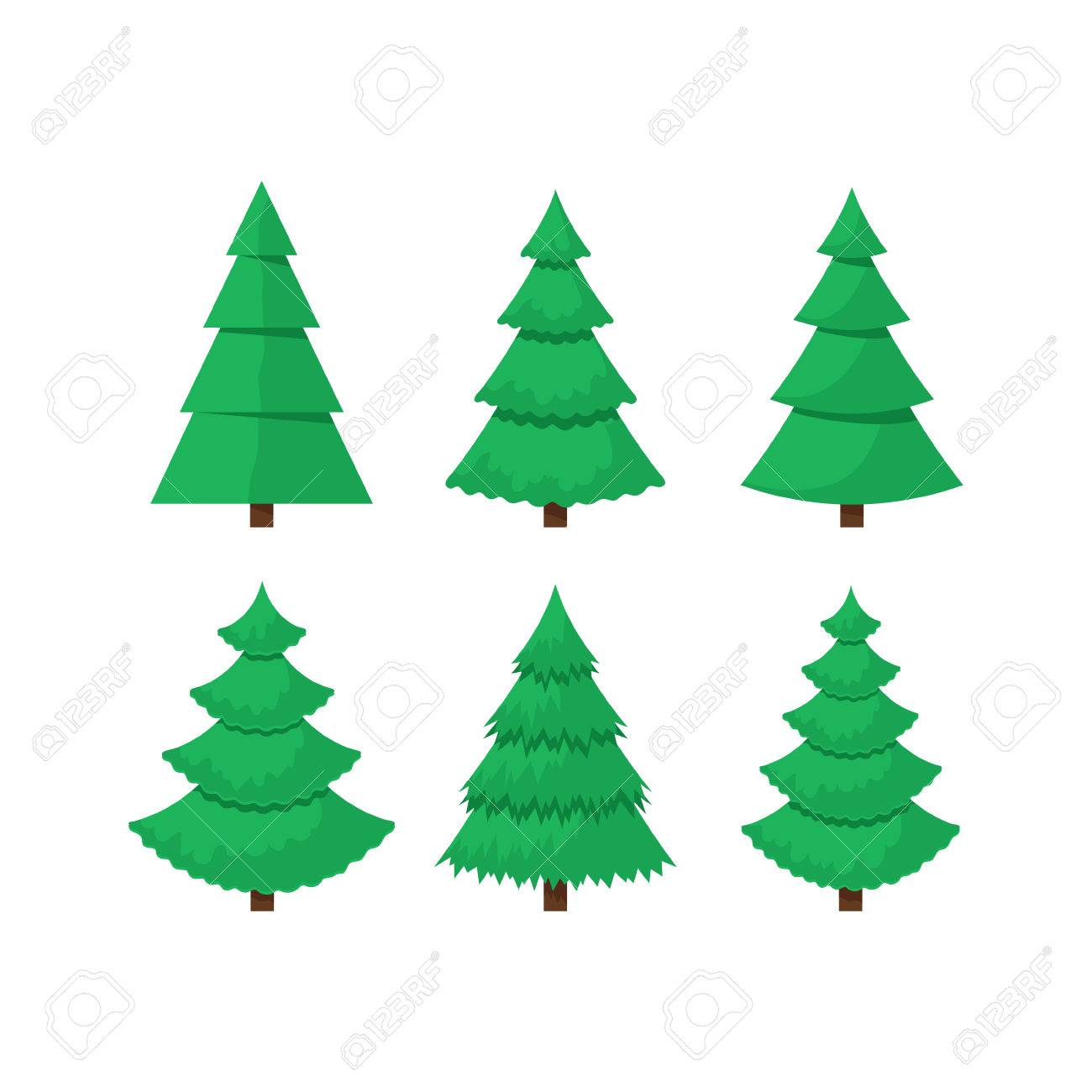 Oggetti Di Natale.Vettoriale Set Di Alberi Di Natale Piatti Per Le Carte Elementi Di Foresta Verde Parco O Giardino Per La Decorazione Della Citta Oggetti Di Vacanza Naturali Per Il Gioco Illustrazione Vettoriale