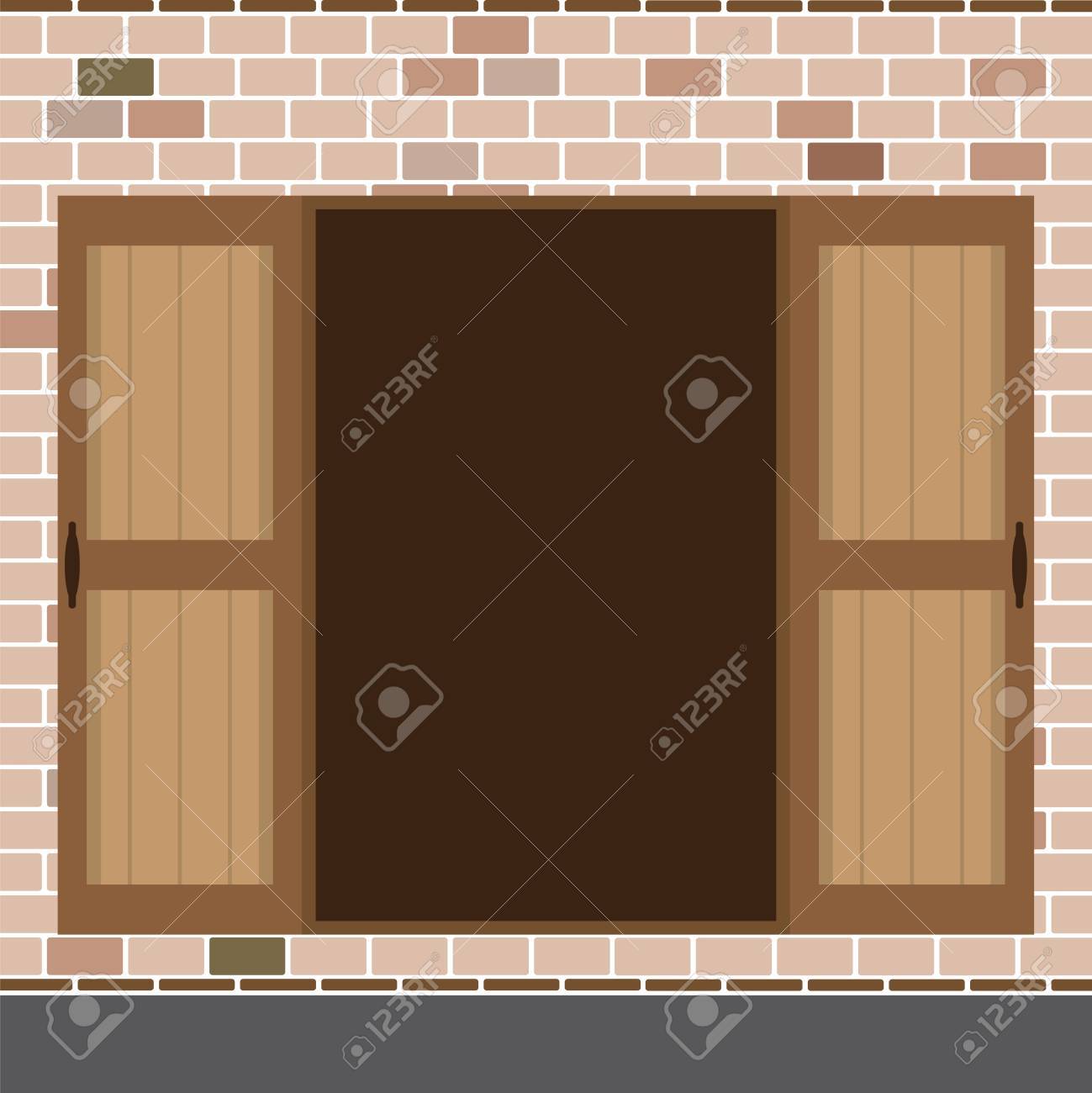 Flat Design Open Wooden Double Door Vector Illustration Royalty Free Cliparts Vectors And Stock Illustration Image 33754759