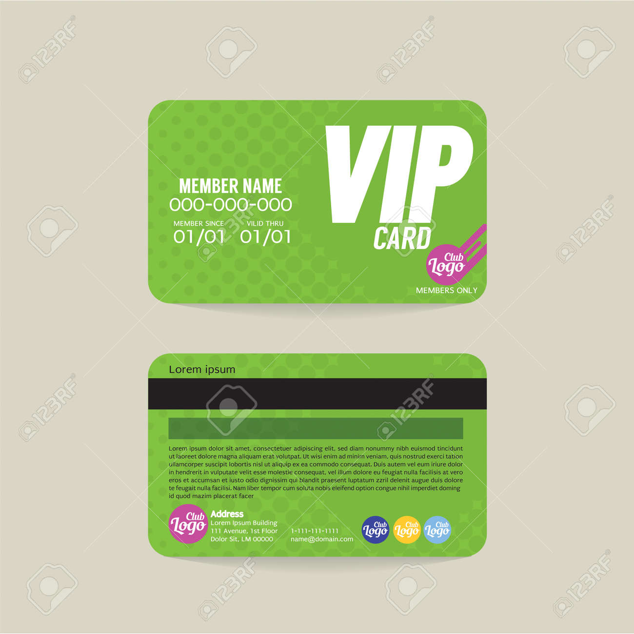 Front And Back VIP Member Card Template Vector Illustration With Membership Card Template Free Front And Back VIP Member Card Template Vector Illustration With Membership Card Template Free