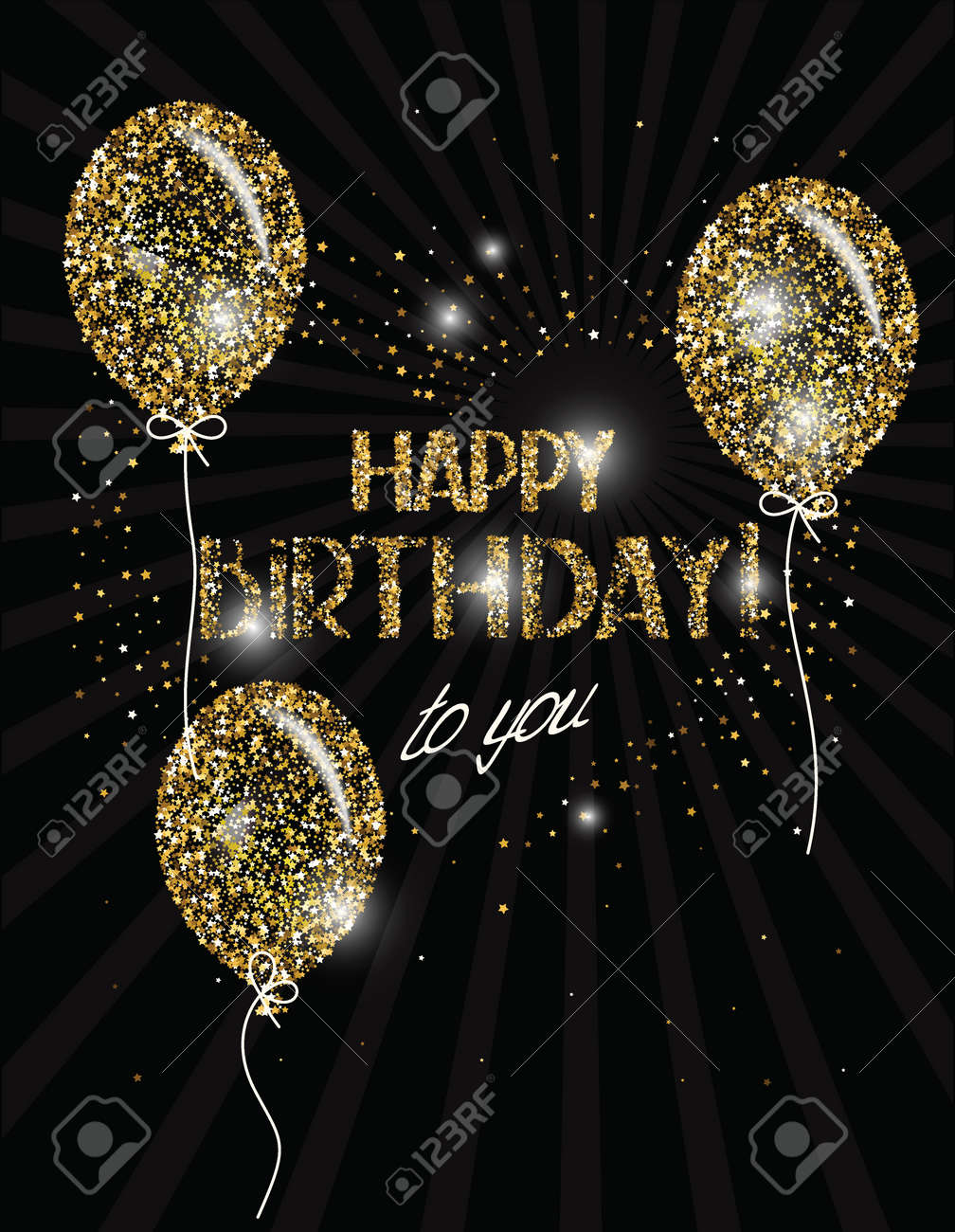 Banniere Joyeux Anniversaire Avec Des Ballons D Air D Or Abstrait Clip Art Libres De Droits Vecteurs Et Illustration Image