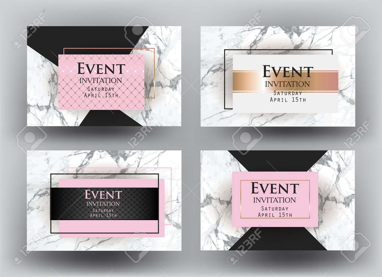 elegant event invitation cards with marble vector illustration elegant invitation cards
