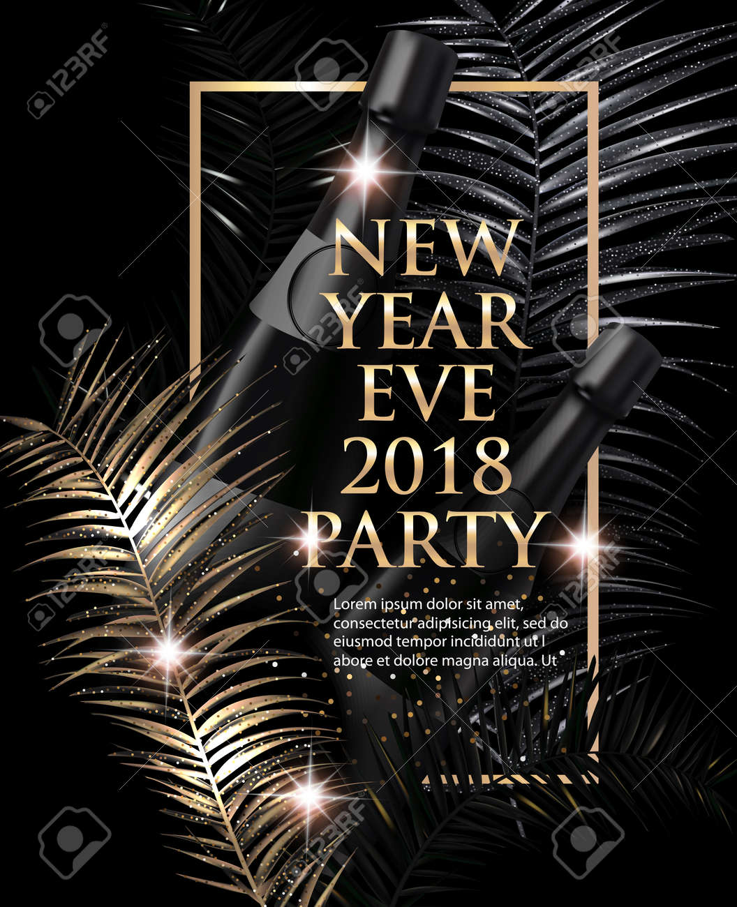 New Year Eve Party Invitation Card With Christmas Tree Branches Royalty Free Cliparts Vectors And Stock Illustration Image 88431063
