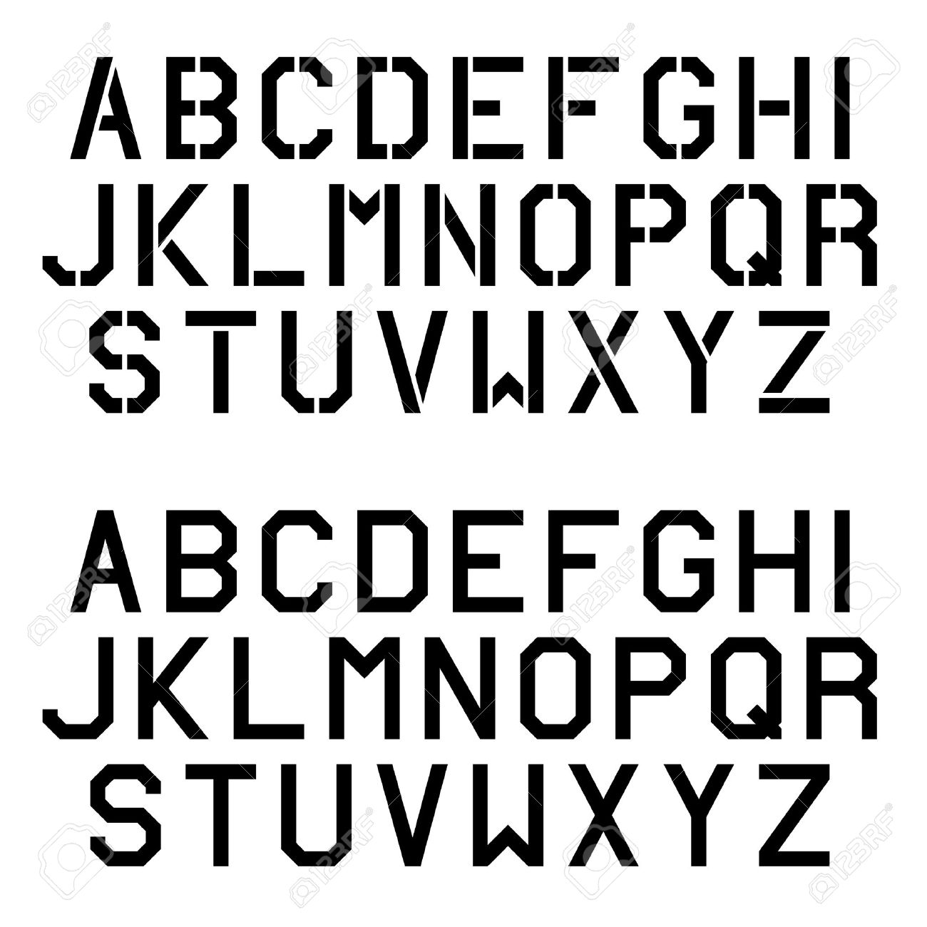 vector stencil angular font alphabet letters stencil lettters
