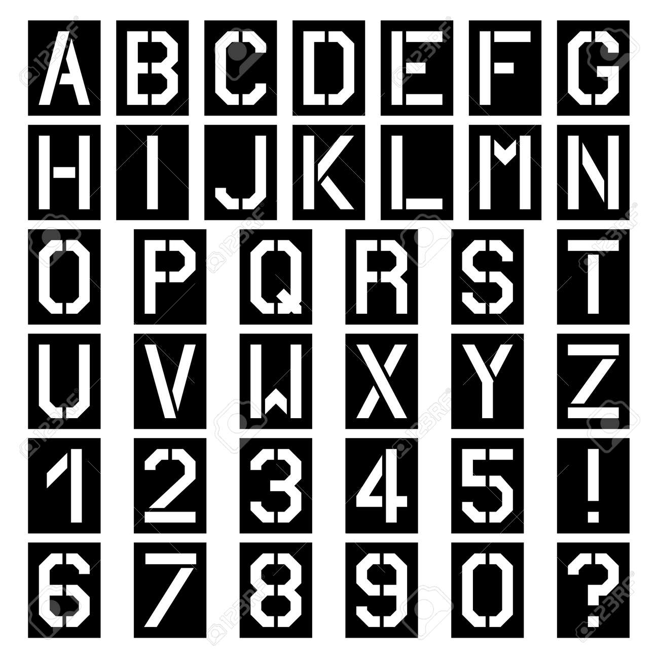 vector stencil square font alphabet number - 37076370 vector stencil square font alphabet number - 37076370