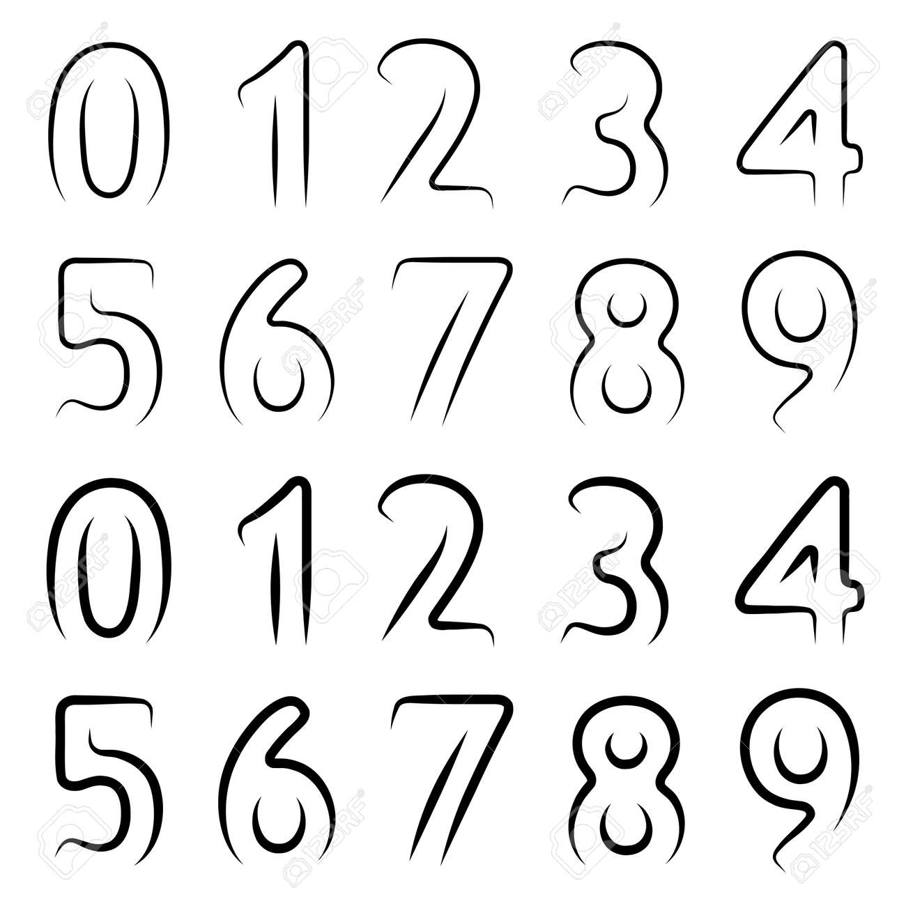 Vector Minimal Contour Numbers Font Royalty Free Cliparts Vectors And Stock Illustration Image