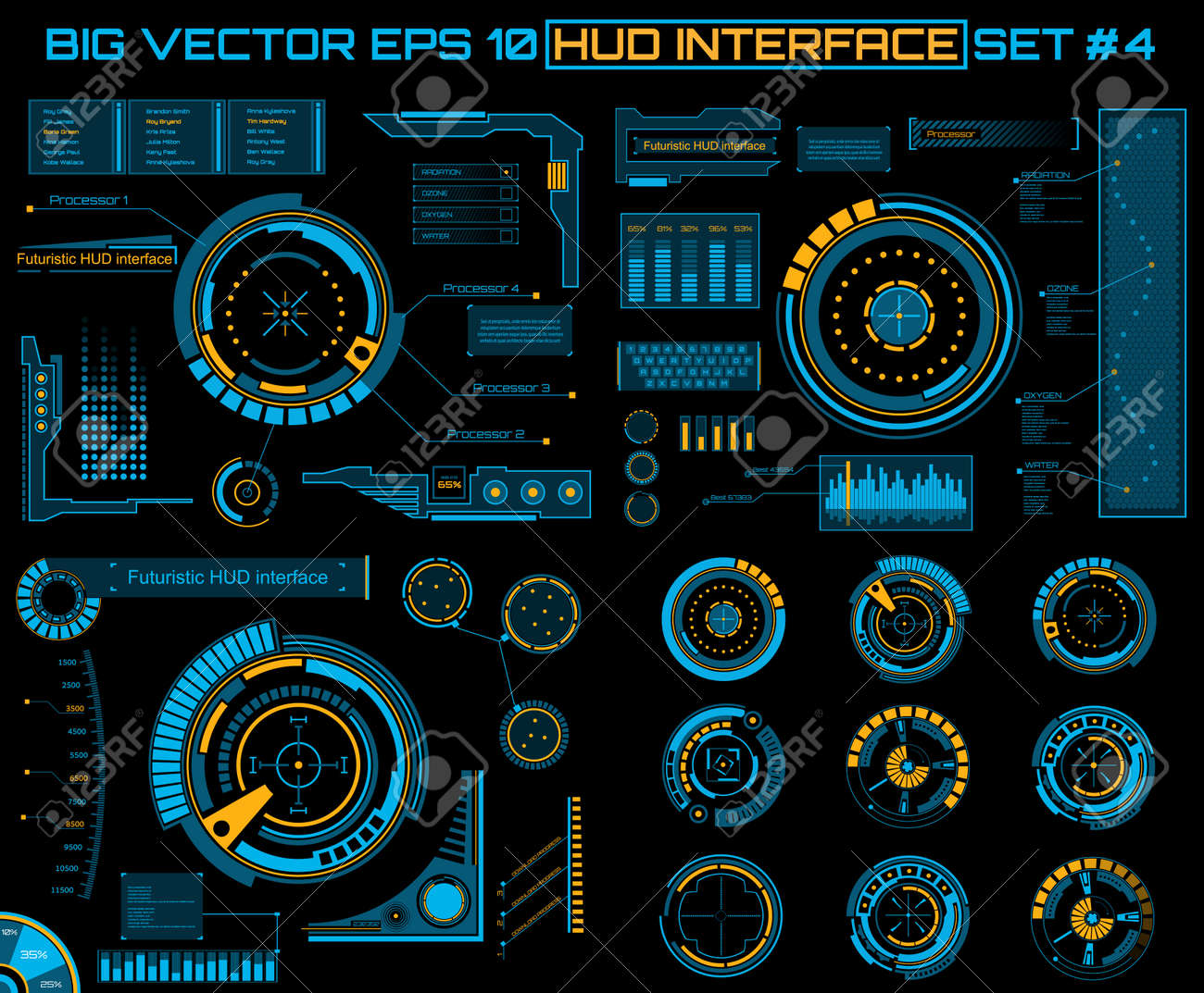 Abstract Future, Concept Vector Futuristic Blue Virtual Graphic Touch User  Interface HUD. For Web, Site, Mobile Applications Isolated On Black  Background, Techno, Online Design, Business, Gui, Ui. Royalty Free SVG,  Cliparts, Vectors,