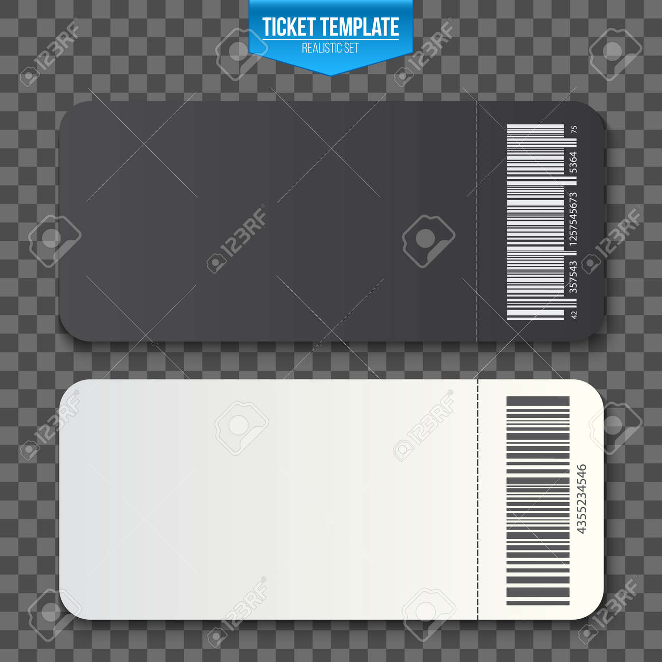 Creative Vector Illustration Of Empty Ticket Template Mockup Set With Blank Train Ticket Template