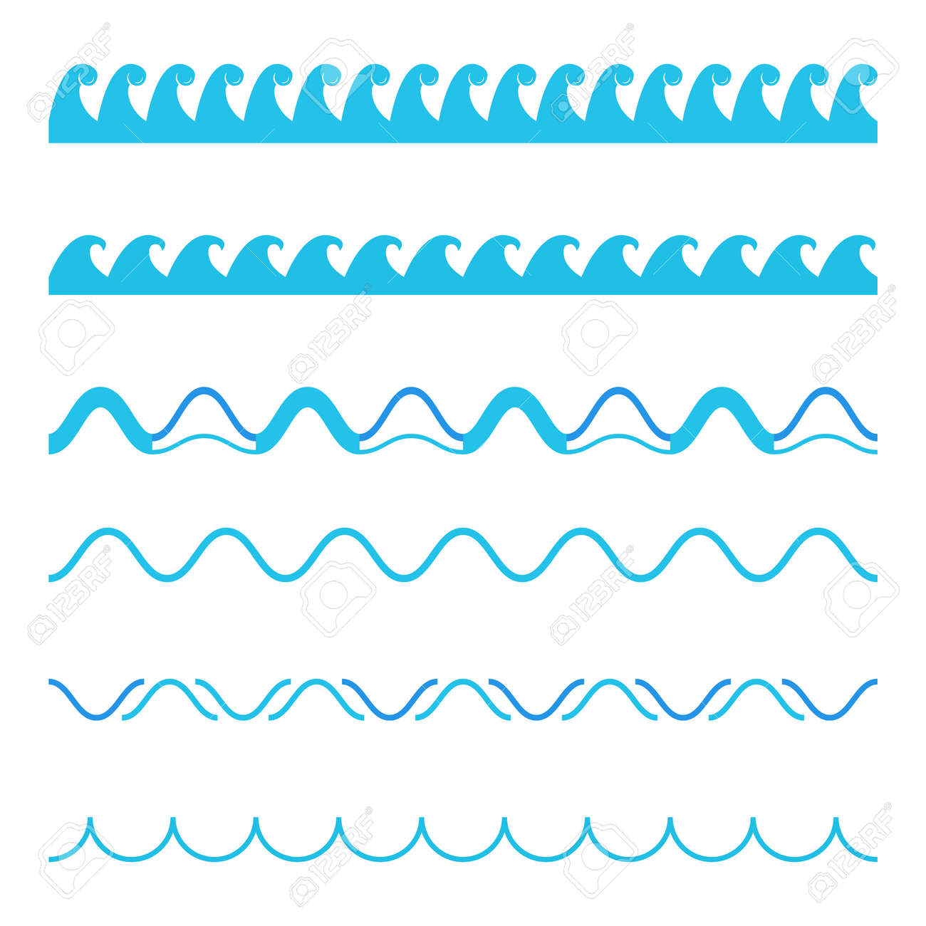 Creative Vector Illustration Of Blue Sea Line Ornament Set Isolated On  Transparent Background. Art Design Seamless Marine Wave Decoration Pattern.  Abstract Concept Curvy, Zigzag Wavy Paper Element. Royalty Free SVG,  Cliparts, Vectors,, image size:1300x1300
