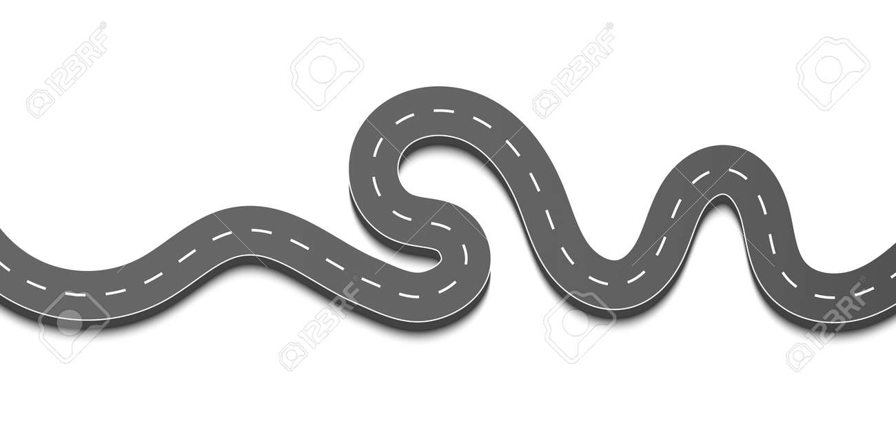 Creative illustration of winding curved road. Art design. Highway with markings. Direction, transportation set. Abstract concept graphic element. Way location infographic template. Pin pointer. - 120957864 Creative illustration of winding curved road. Art design. Highway with markings. Direction, transportation set. Abstract concept graphic element. Way location infographic template. Pin pointer. - 120957864