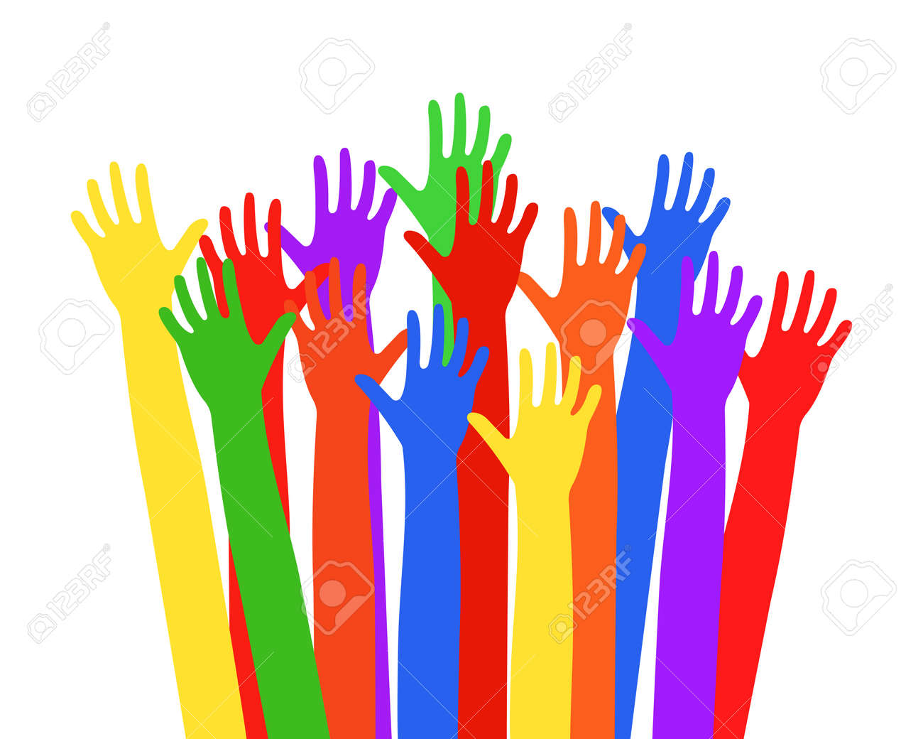 Multi-colored hands raised up Vector illustration EPS10 - 158587863 Multi-colored hands raised up Vector illustration EPS10 - 158587863