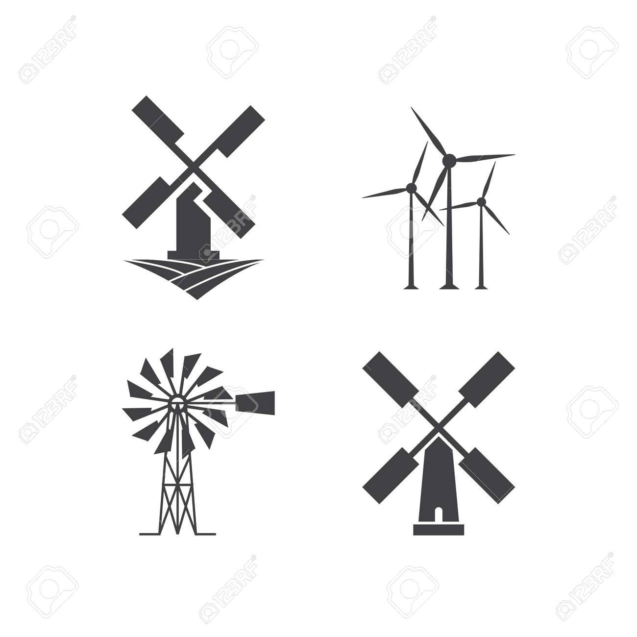 illustration of windmill icon design template royalty free cliparts