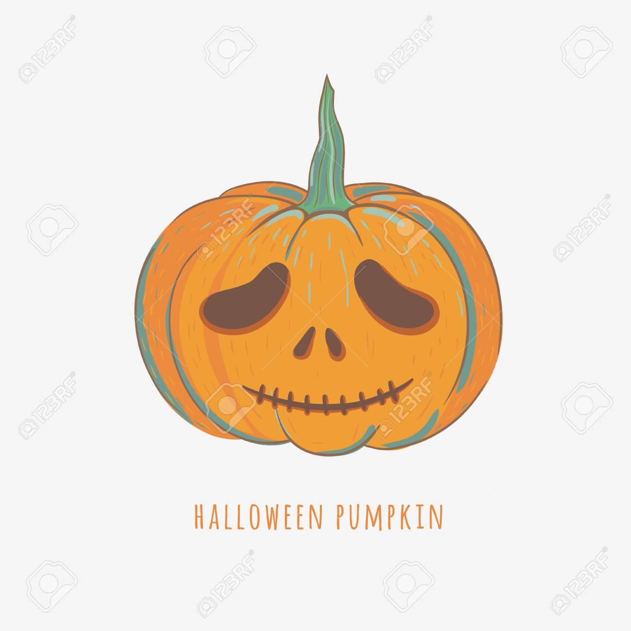 かわいいハロウィンかぼちゃ白 手描きのベクトル図で隔離 のイラスト素材 ベクタ Image