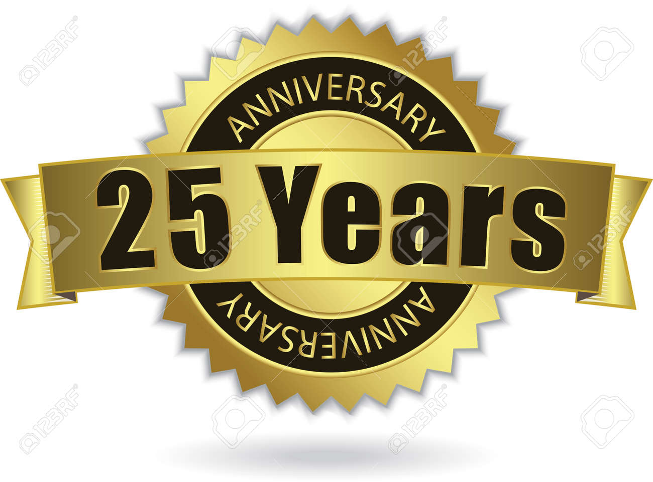 25 years anniversary retro golden ribbon royalty free cliparts