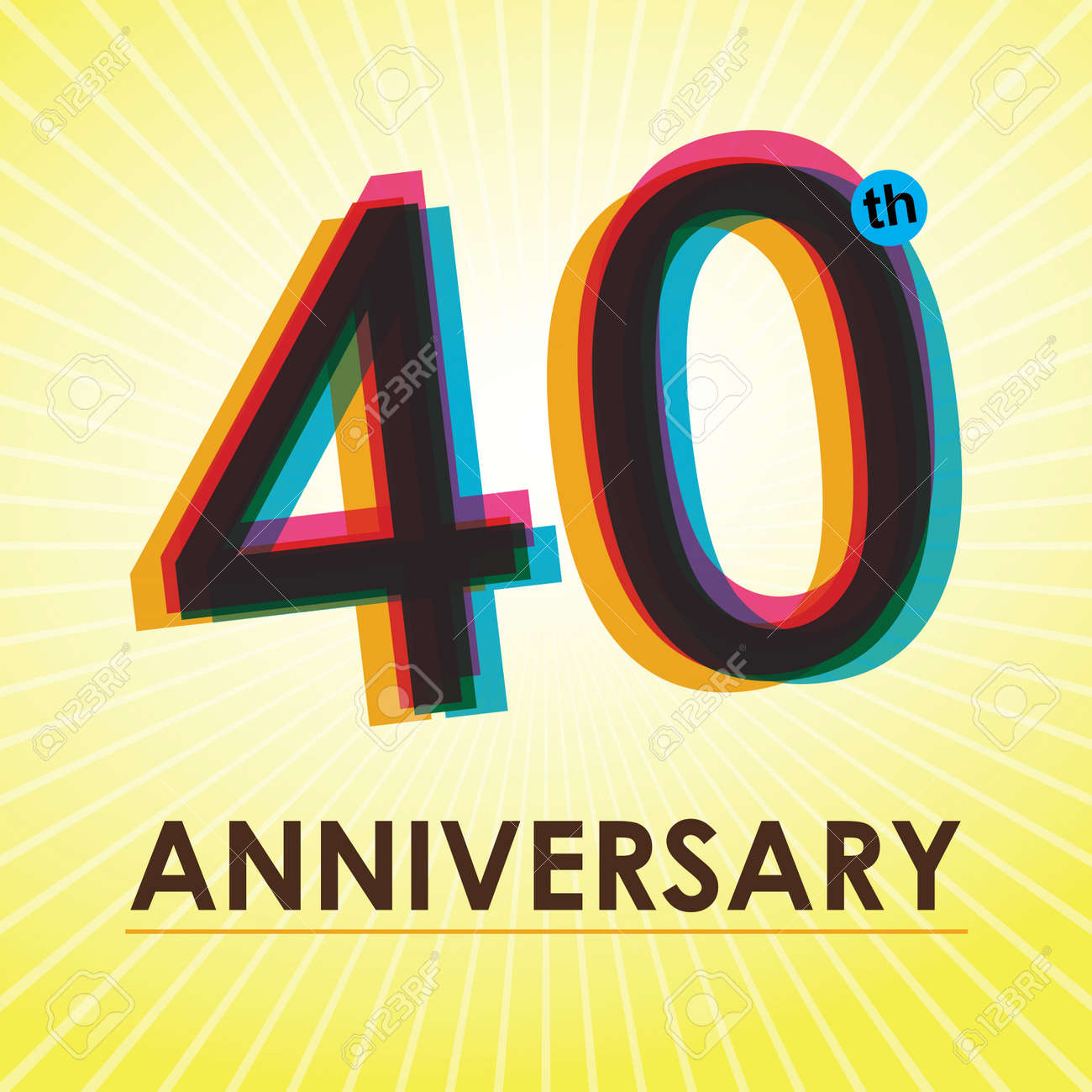 40th anniversary poster template design in retro style royalty free anniversary poster template