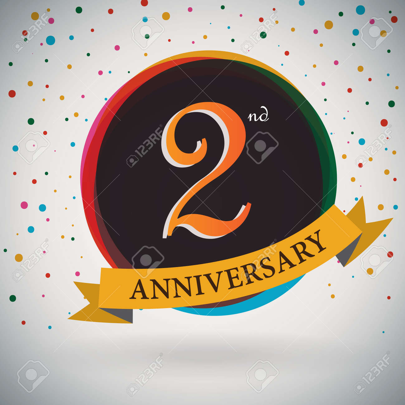 2nd anniversary poster template design in retro style vector anniversary poster template