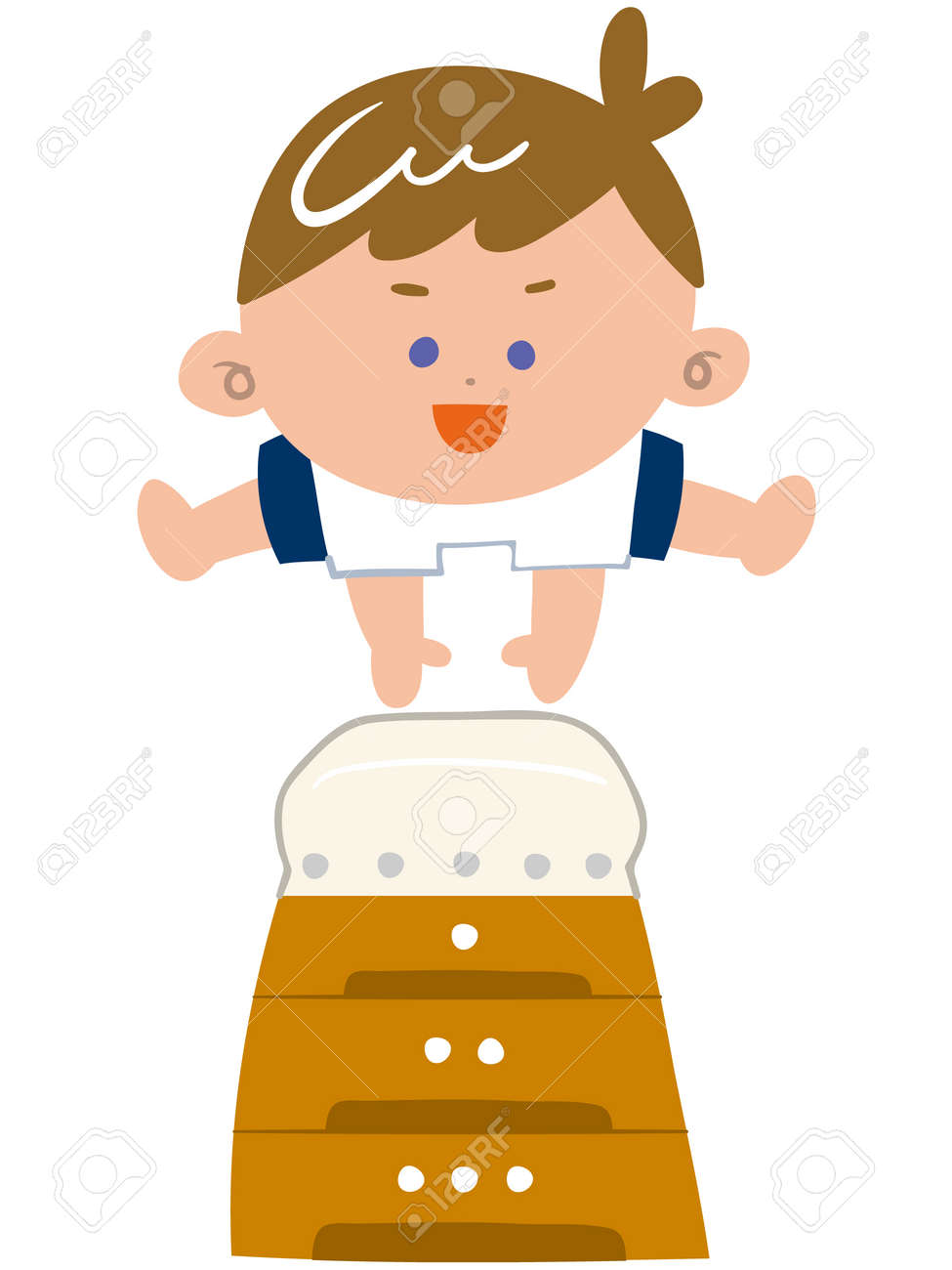 跳び箱飛行少年のイラスト素材 ベクタ Image