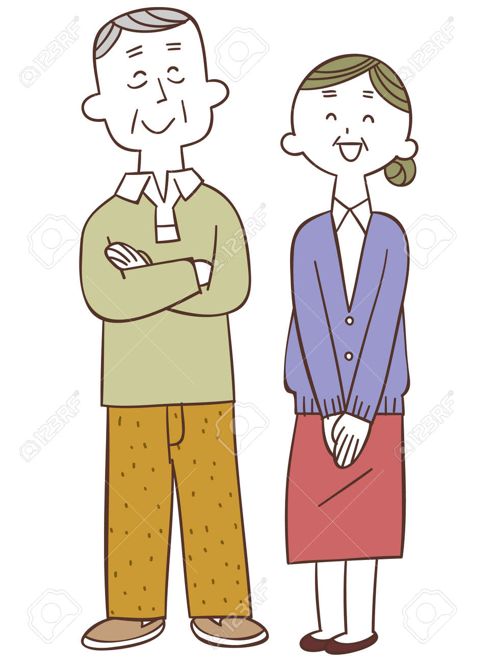 笑顔の高齢者のカップルのイラスト素材 ベクタ Image