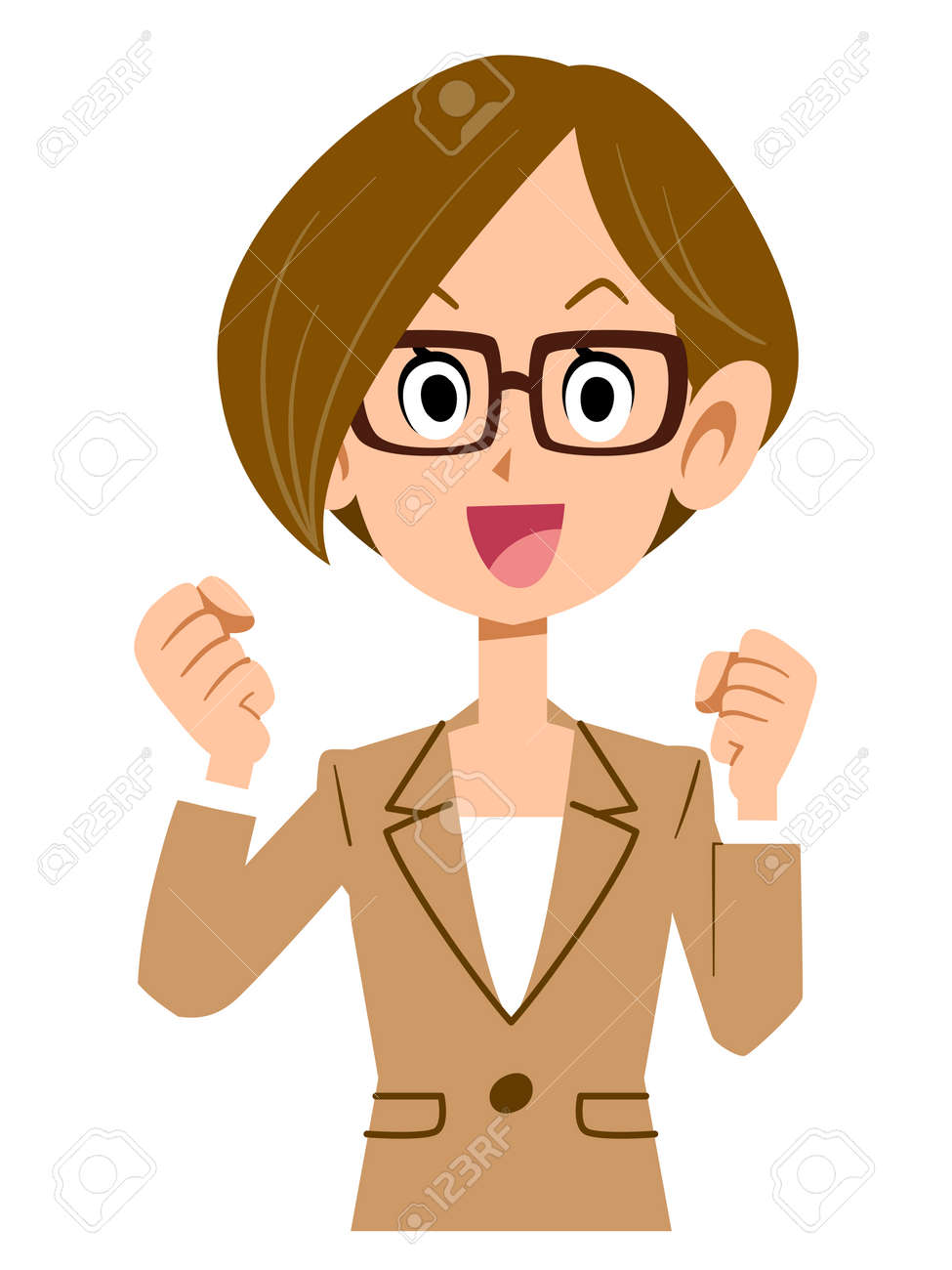 興奮したスーツ女性のイラスト素材 ベクタ Image