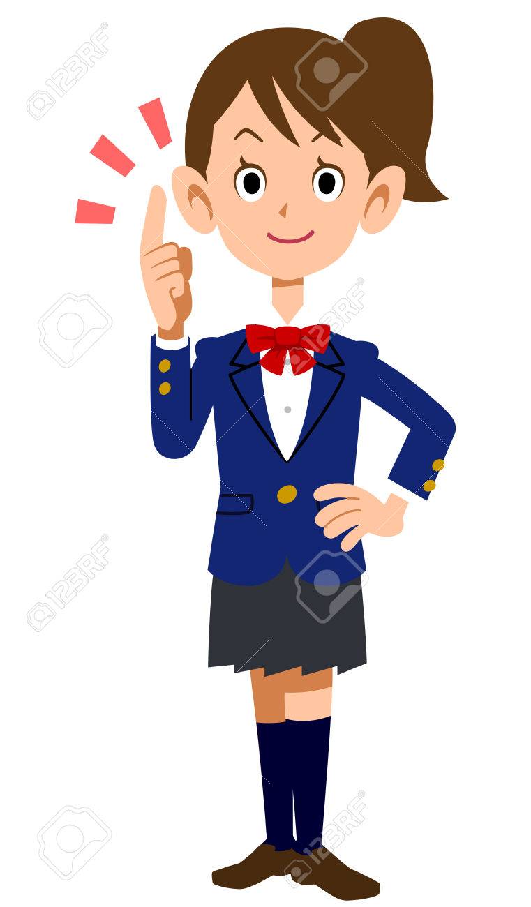 女子学生の重要なポイントを説明するには のイラスト素材 ベクタ Image