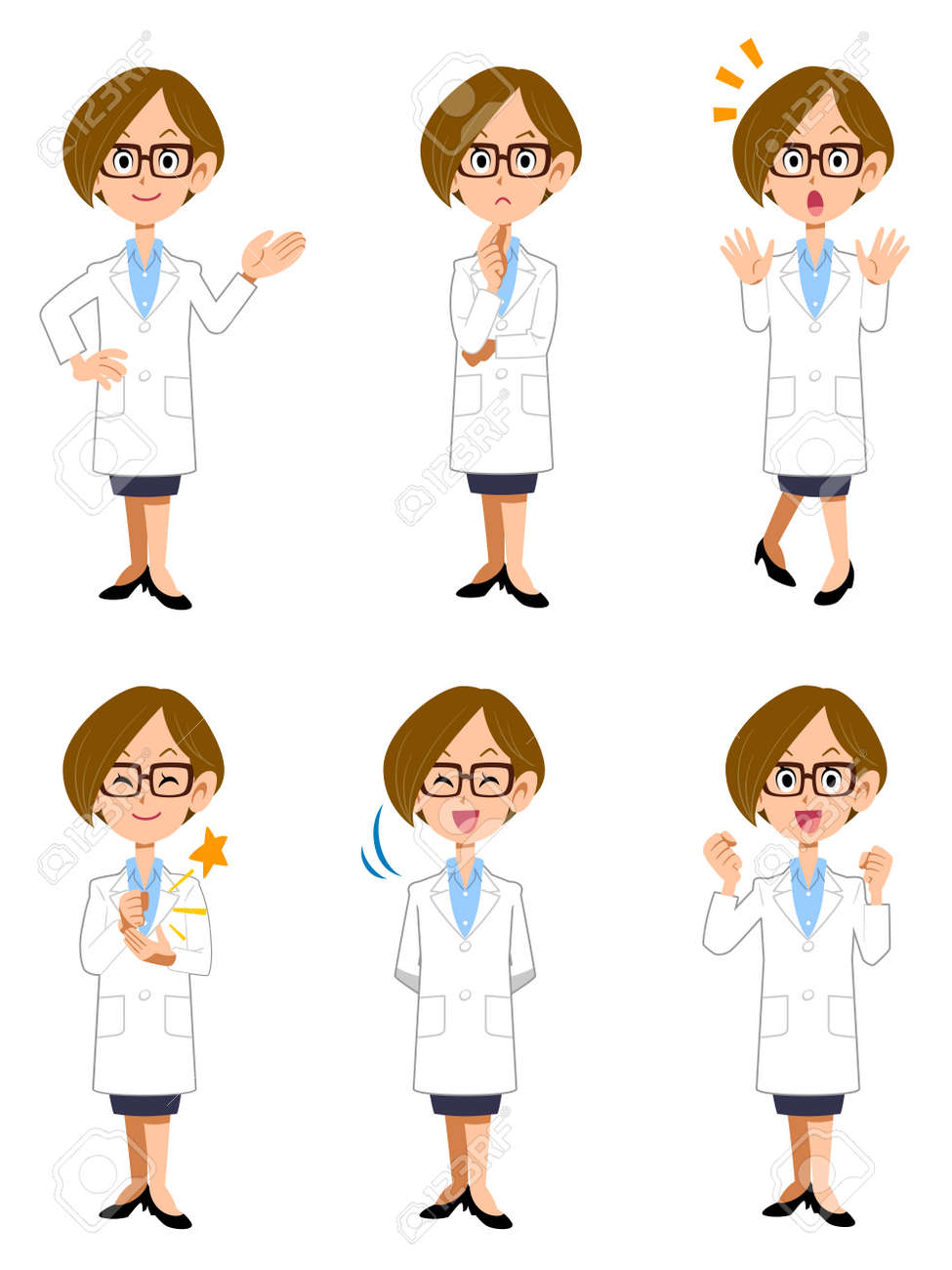 White women 6 kinds of postures and gestures - 53597576 White women 6 kinds of postures and gestures - 53597576