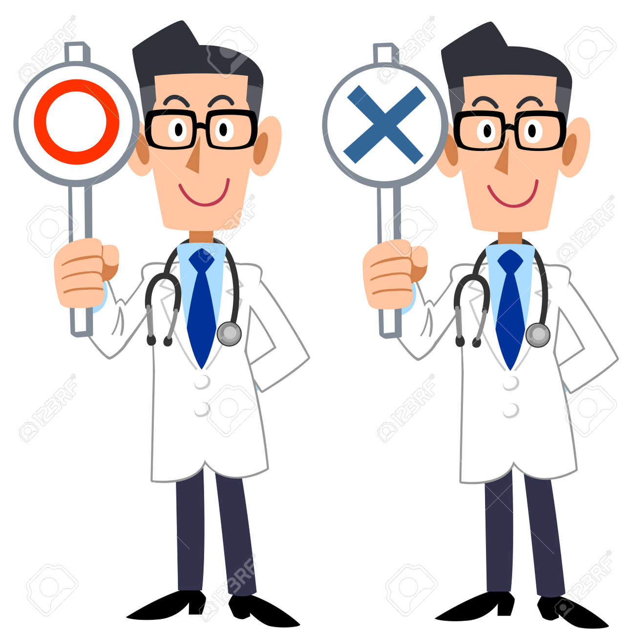 正しい正しくない医者のイラスト素材 ベクタ Image