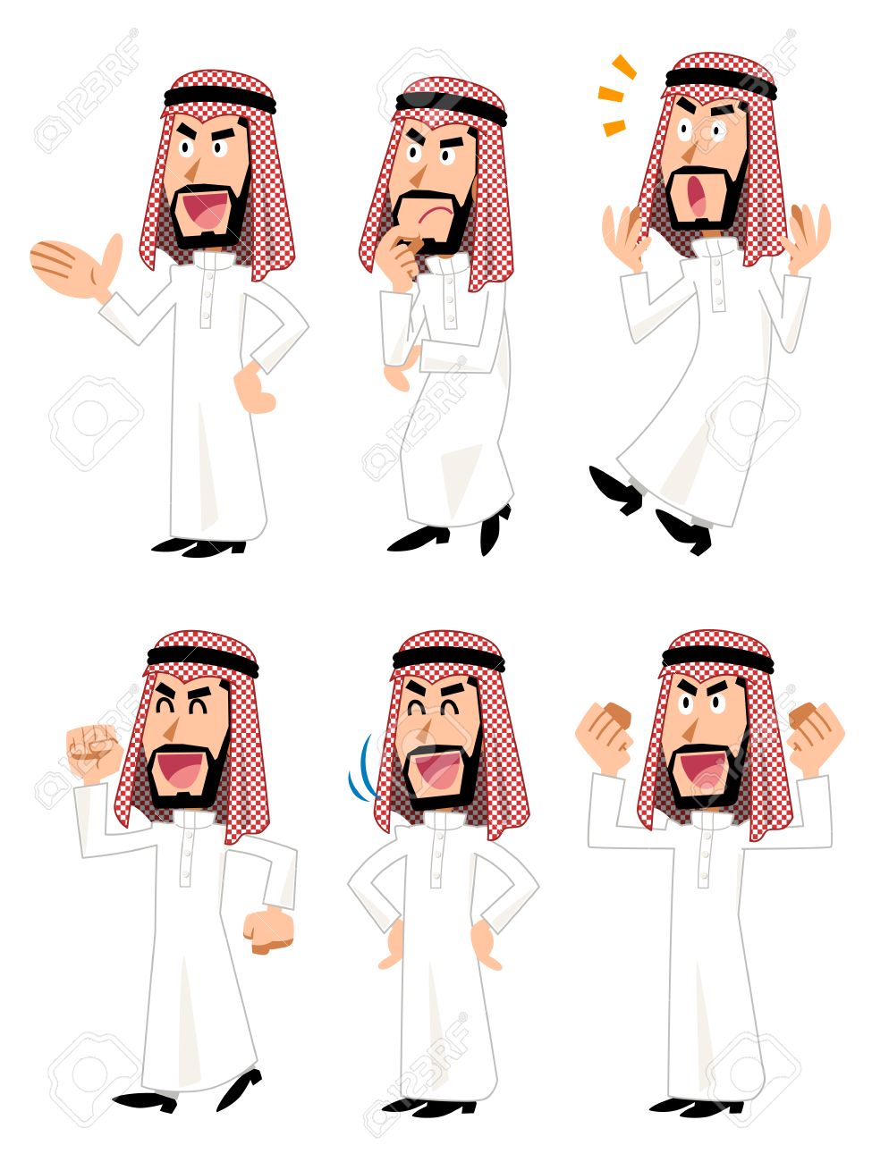 Illustration By Arab Men Various Expressions And Gestures Royalty Free Cliparts Vectors And Stock Illustration Image