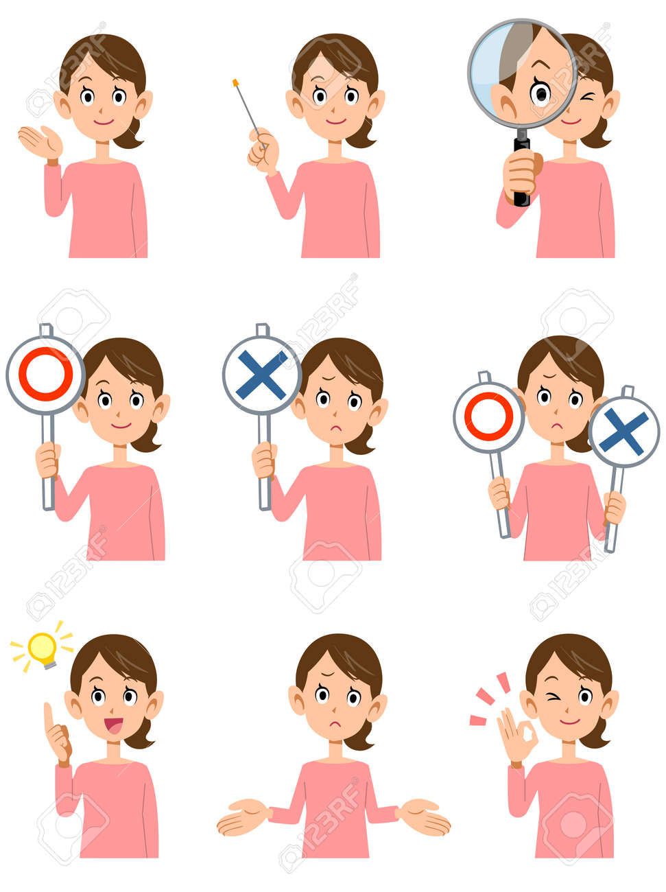Nine women's gestures and facial expressions - 59952873 Nine women's gestures and facial expressions - 59952873
