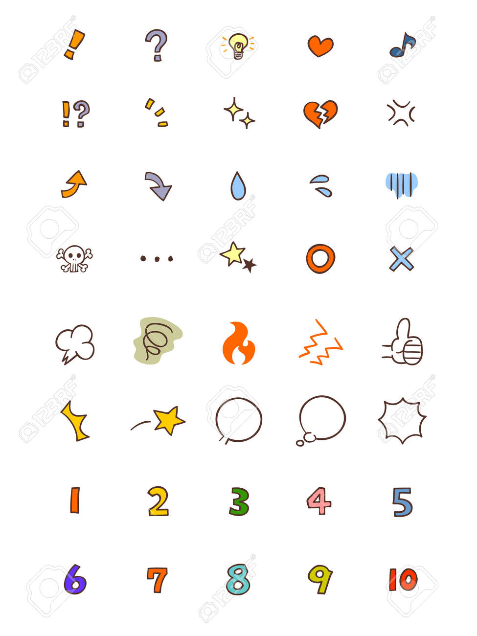 Handwritten sentiments and number of icons. - 71573892 Handwritten sentiments and number of icons. - 71573892