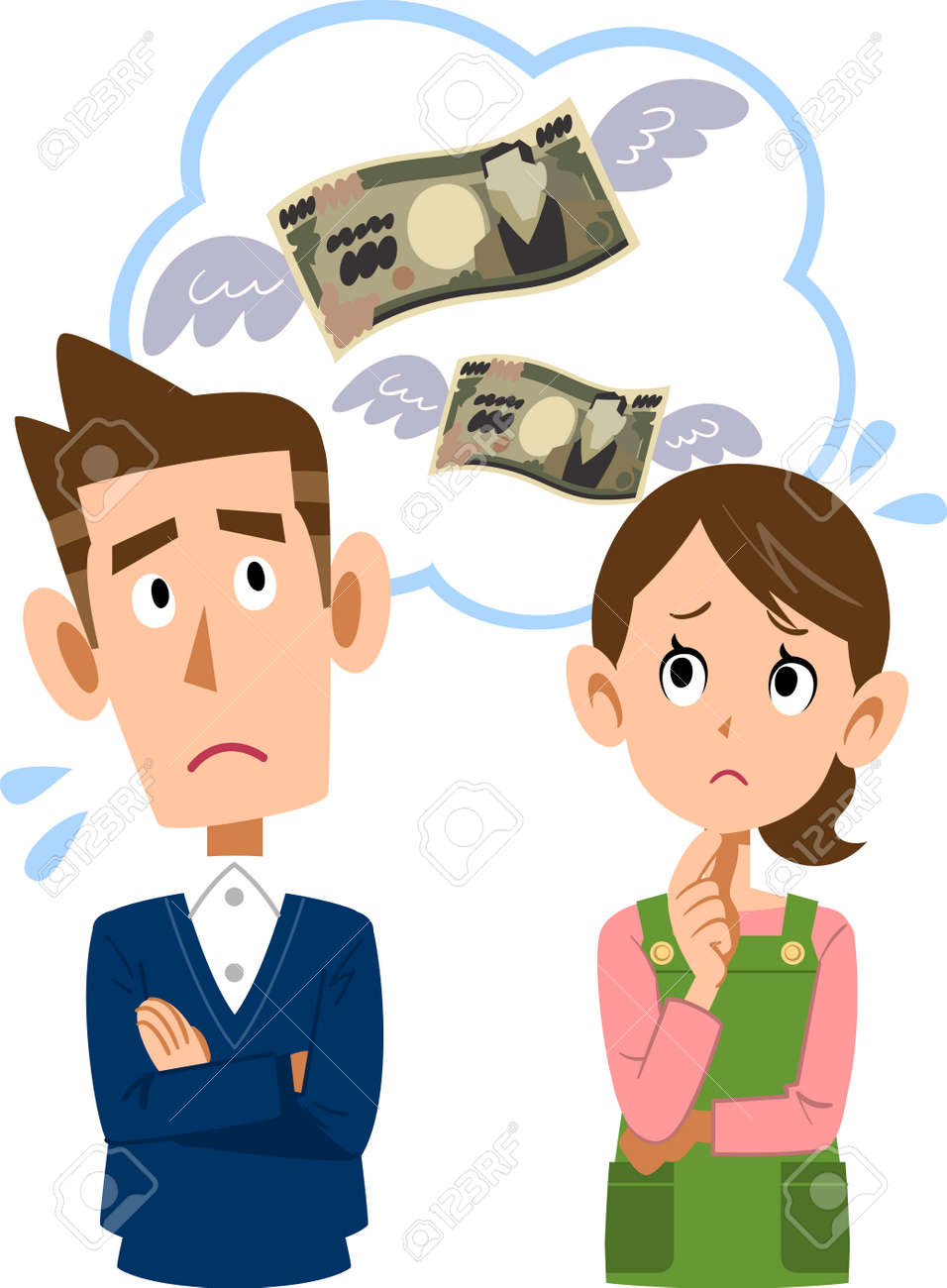 Husband and wife make money wasted spending household. - 85536614 Husband and wife make money wasted spending household. - 85536614
