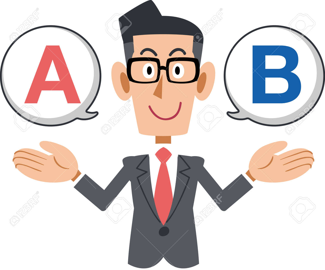 Businessman Wearing Glasses With Choices A Or B Vector Illustration Royalty Free Cliparts Vectors And Stock Illustration Image