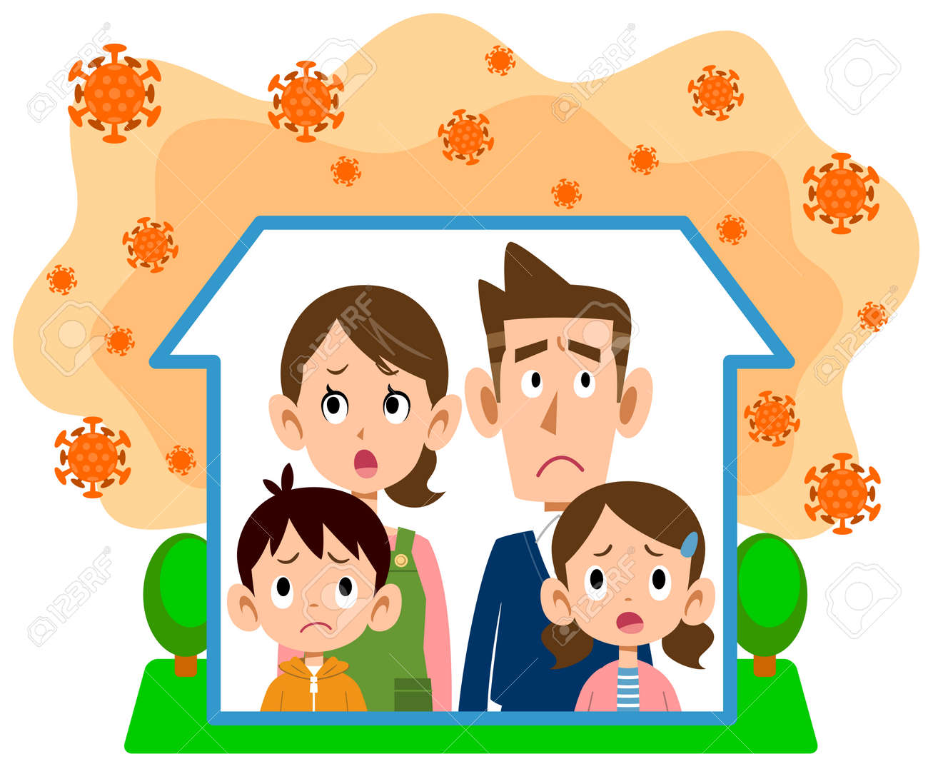 Family waiting at home due to coronavirus - 143386934 Family waiting at home due to coronavirus - 143386934