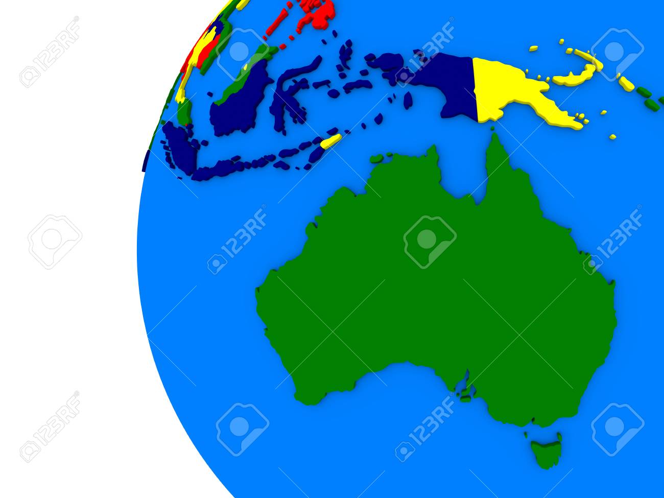 illustration of australian continent on political globe with stock australian continent