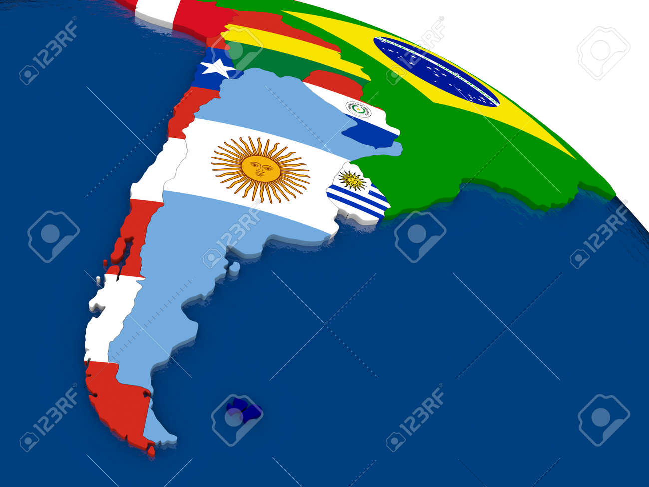 Un mapa con Argentina y Chile