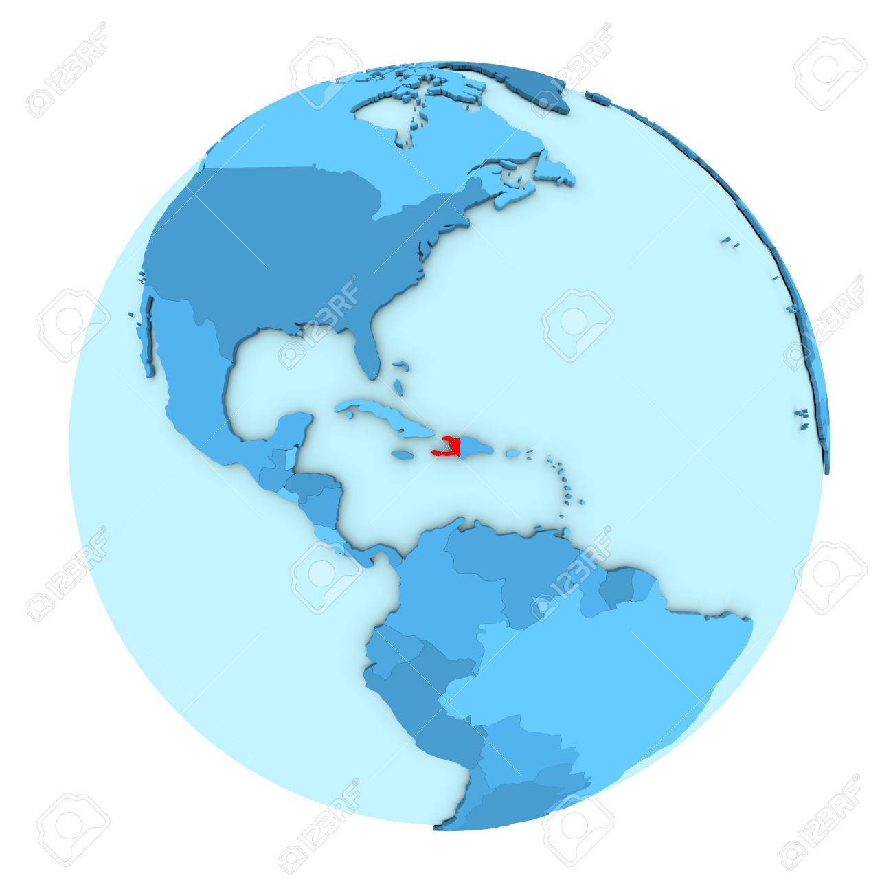 Haiti In Red On Simple Political Globe With Clearly Visible Country Stock Photo Picture And Royalty Free Image Image 72317966