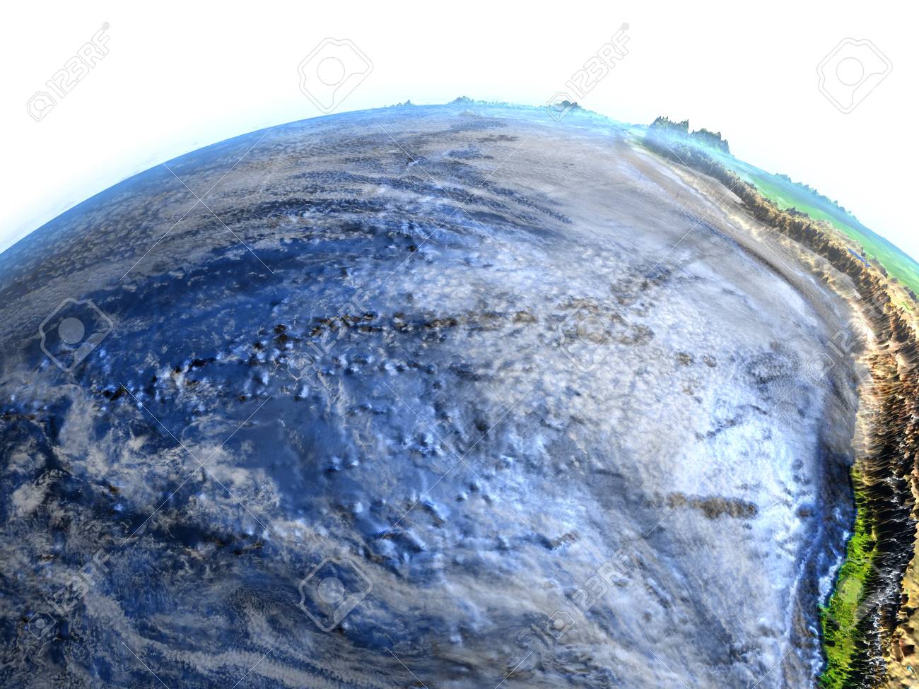 Eastern Pacific On 3d Model Of Earth 3d Illustration With Plastic